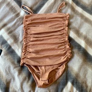 Free People Ruched Bodysuit in Peach